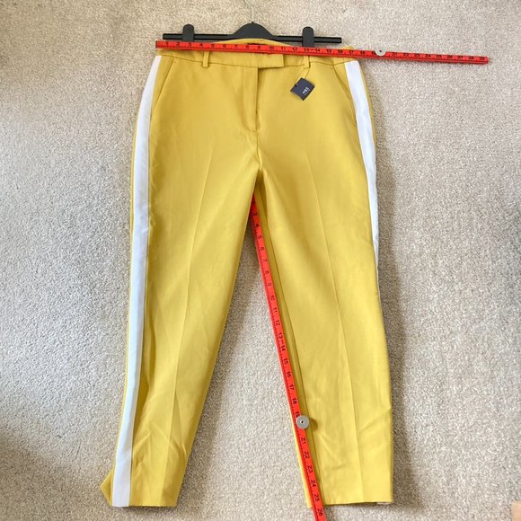 BNWT M&S Women's Mustard Yellow White Side Panels Slim Fit Trousers Size 16 - Picture 7 of 16